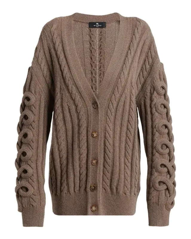 Etro Loop Cable Knit V-Neck Cardigan