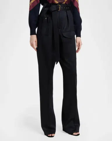 Etro Belted Paperbag Waist Straight-Leg Trousers | Thumbnail 4 Etro Belted Paperbag Waist Straight-Leg Trousers | Thumbnail 4