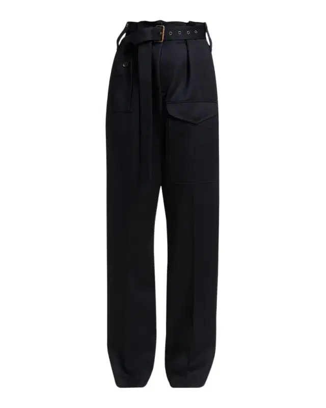 Etro Belted Paperbag Waist Straight-Leg Trousers