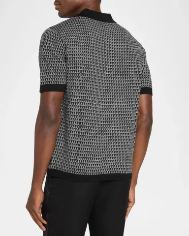 Emporio Armani Men's Jacquard Short-Sleeve Sweater | Thumbnail 3 Emporio Armani Men's Jacquard Short-Sleeve Sweater | Thumbnail 3