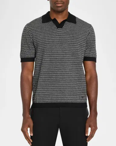 Emporio Armani Men's Jacquard Short-Sleeve Sweater | Thumbnail 4 Emporio Armani Men's Jacquard Short-Sleeve Sweater | Thumbnail 4