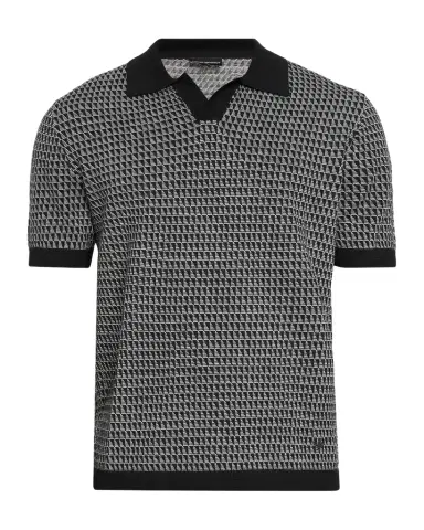 Emporio Armani Men's Jacquard Short-Sleeve Sweater | Thumbnail 1 Emporio Armani Men's Jacquard Short-Sleeve Sweater | Thumbnail 1