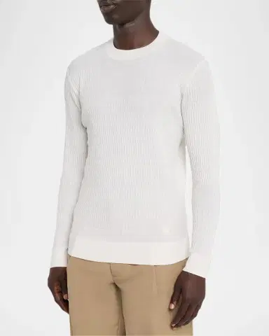 Emporio Armani Men's Wool Bar-Stitched Crewneck Sweater | Thumbnail 4