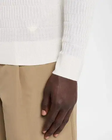 Emporio Armani Men's Wool Bar-Stitched Crewneck Sweater | Thumbnail 5