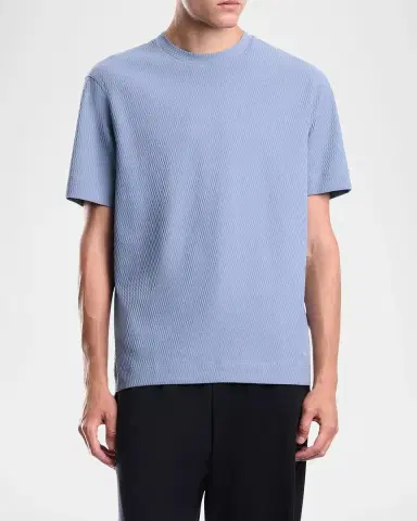 Emporio Armani Men's Geometric Jacquard Crewneck T-Shirt | Thumbnail 4