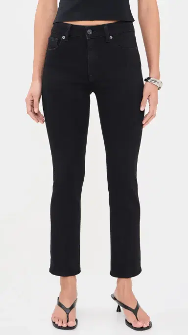 GOOD AMERICAN Soft Tech Good Legs Straight Jeans Black1 | Thumbnail 2