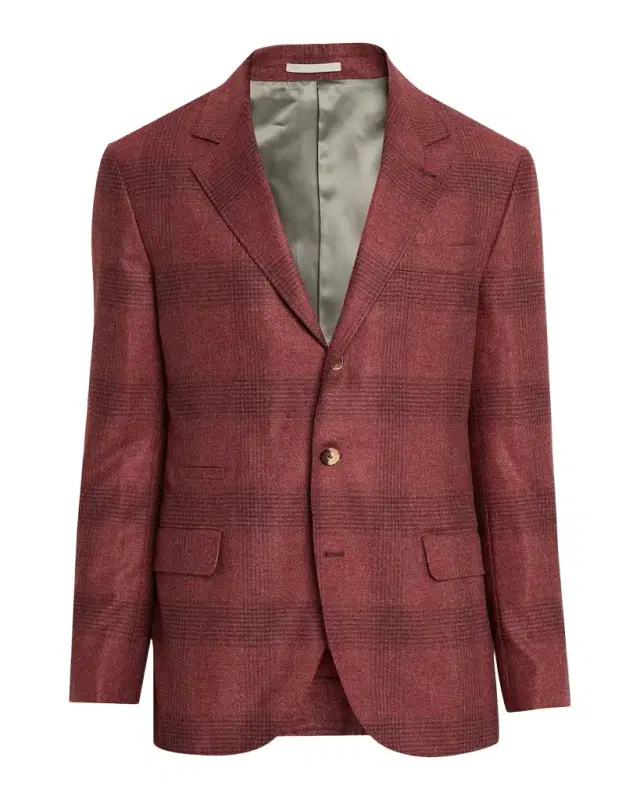 Brunello Cucinelli Men's Plaid Wool-Cashmere Single-Breasted Sport Coat