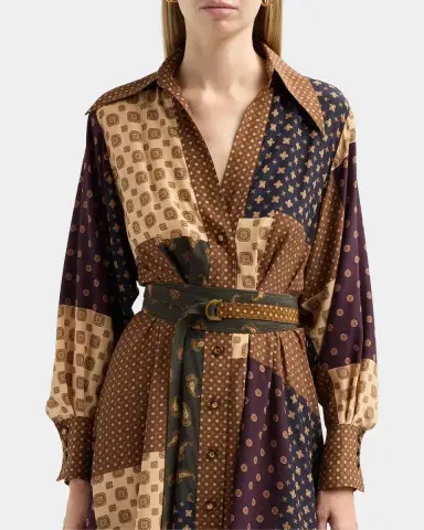 Zimmermann Tuck Patchwork Belted Mini Shirtdress | Thumbnail 5