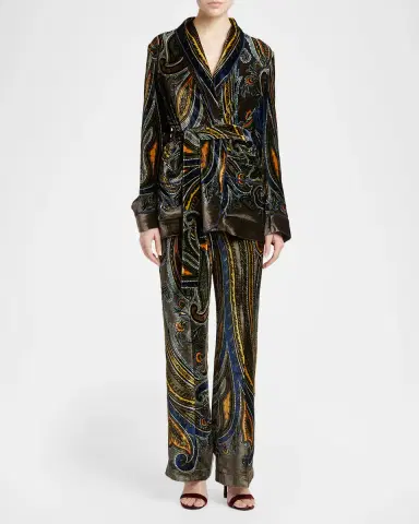 Etro Paisley Velvet Straight-Leg Pants | Thumbnail 2 Etro Paisley Velvet Straight-Leg Pants | Thumbnail 2