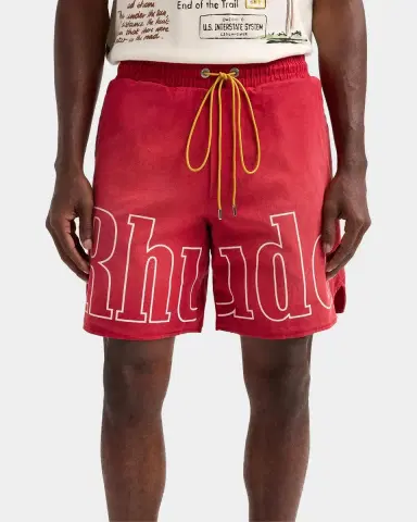 Rhude Men's Washed Logo Track Shorts | Thumbnail 4
