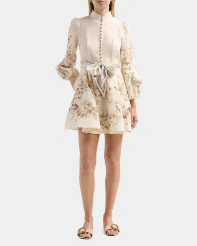 Zimmermann Valiant Floral Linen Button Mini Dress | Thumbnail 2