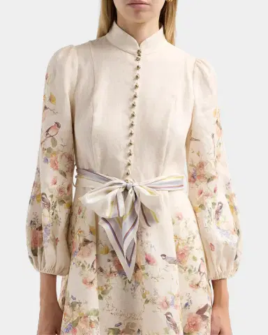 Zimmermann Valiant Floral Linen Button Mini Dress | Thumbnail 4