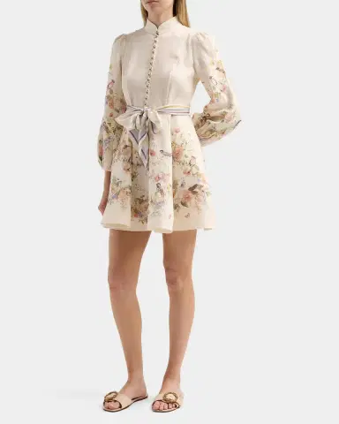 Zimmermann Valiant Floral Linen Button Mini Dress | Thumbnail 5