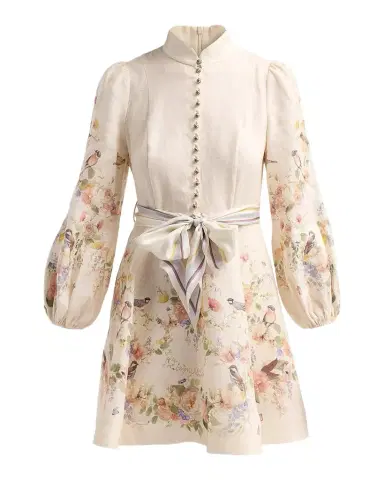 Zimmermann Valiant Floral Linen Button Mini Dress | Thumbnail 1