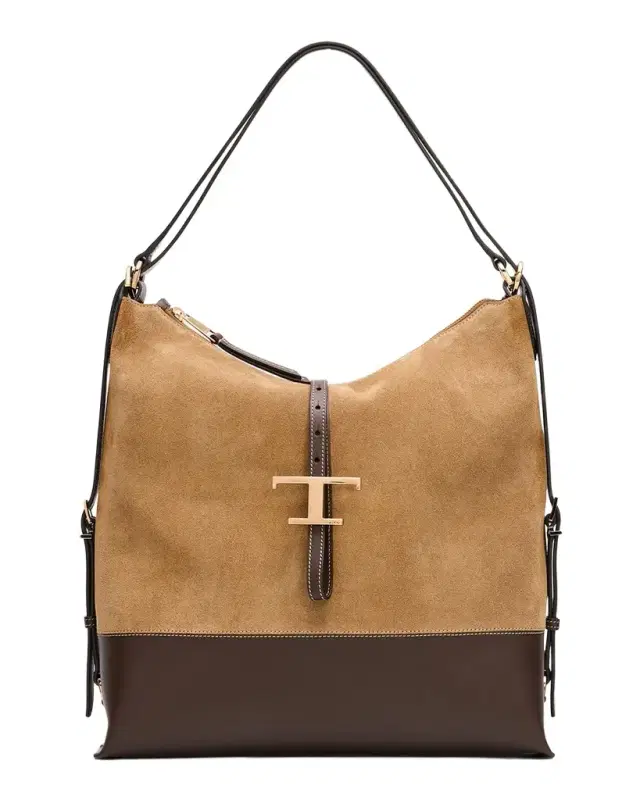 Tod 's T Timeless Suede & Leather Shoulder Bag
