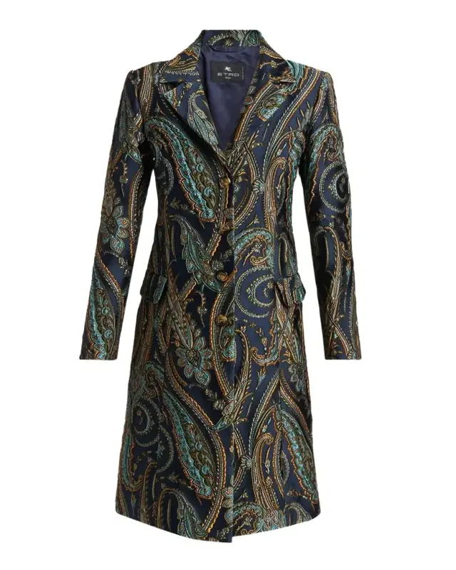 Etro Paisley Jacquard Single-Breasted Long Coat