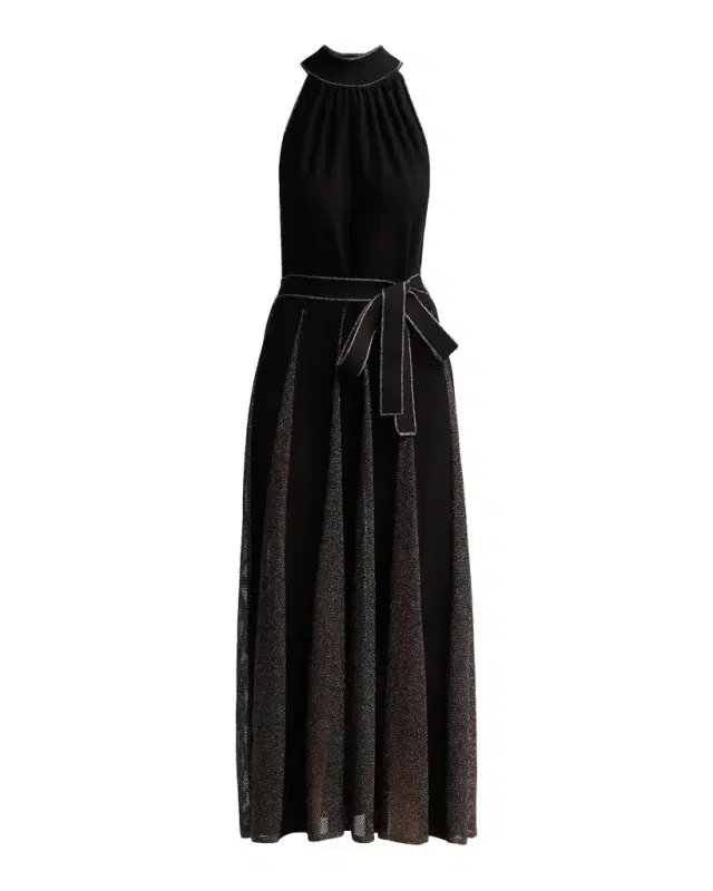 Zimmermann Valiant Metallic Halter Maxi Dress