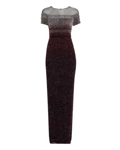 PAMELLA ROLAND Short-Sleeve Signature Sequined Column Gown | Thumbnail 1