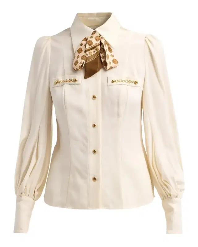 Zimmermann Utility Printed Tie-Neck Blouse