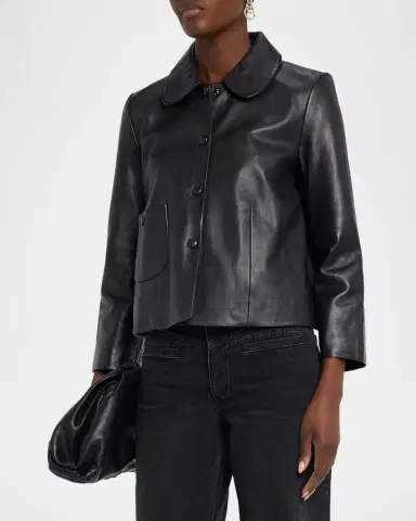 Ba&sh Mylos 3/4-Sleeve Leather Jacket | Thumbnail 4