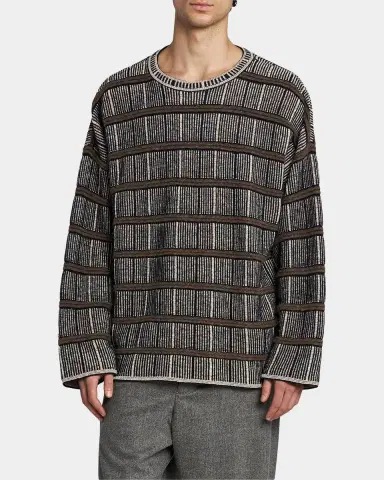 Giorgio Armani Men's Geometric Striped Silk-Blend Crewneck Sweater | Thumbnail 4