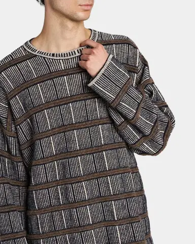 Giorgio Armani Men's Geometric Striped Silk-Blend Crewneck Sweater | Thumbnail 5