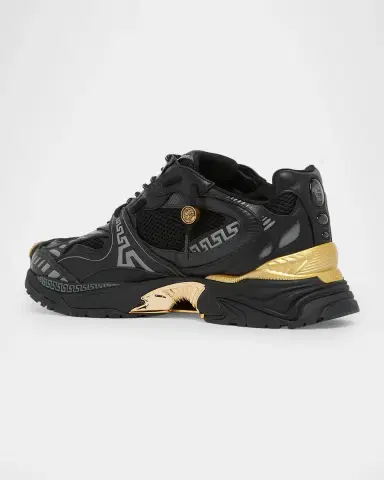 Versace Men's La Greca Leather & Mesh Low-Top Sneakers | Thumbnail 4