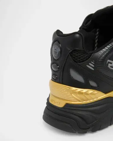 Versace Men's La Greca Leather & Mesh Low-Top Sneakers | Thumbnail 5