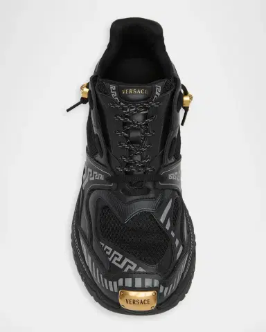 Versace Men's La Greca Leather & Mesh Low-Top Sneakers | Thumbnail 6