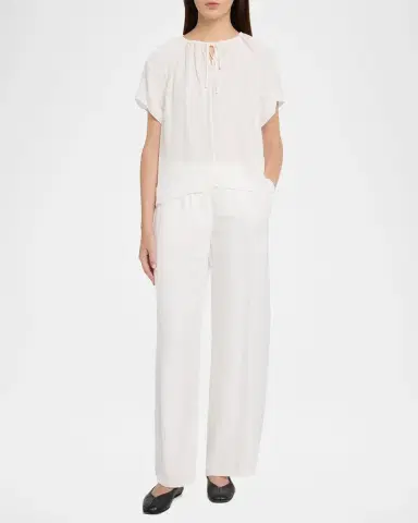 Theory Flowy Silk Twill Pants | Thumbnail 2 Theory Flowy Silk Twill Pants | Thumbnail 2