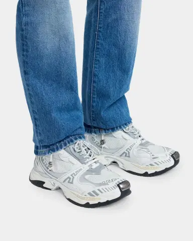 Versace Men's La Greca Leather & Mesh Low-Top Sneakers | Thumbnail 2
