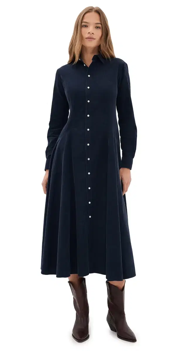 Polo Ralph Lauren Corduroy Collared Dress Navy