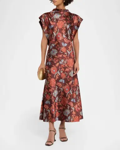 TANYA TAYLOR Beth Floral Satin Midi Skirt | Thumbnail 2