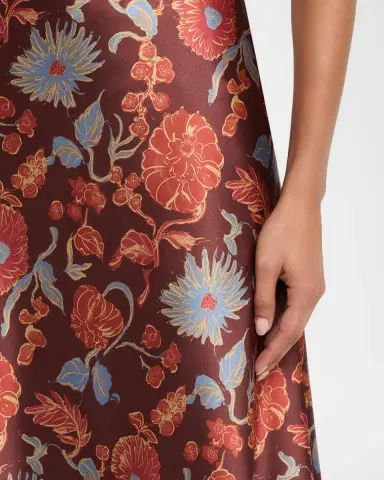 TANYA TAYLOR Beth Floral Satin Midi Skirt | Thumbnail 5