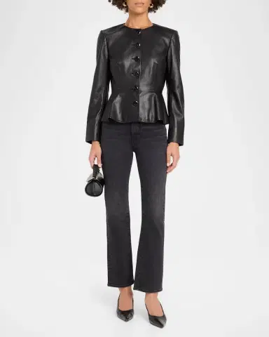 Veronica Beard Quinn Leather Peplum Jacket | Thumbnail 2