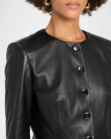 Veronica Beard Quinn Leather Peplum Jacket | Thumbnail 5