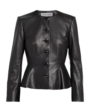 Veronica Beard Quinn Leather Peplum Jacket | Thumbnail 1