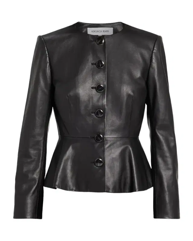 Veronica Beard Quinn Leather Peplum Jacket