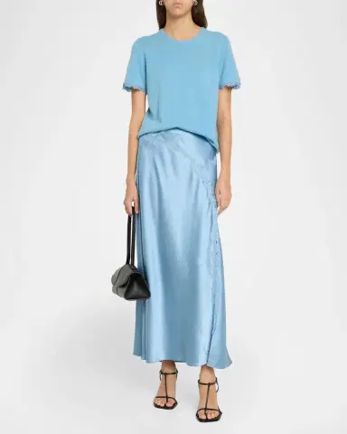 TANYA TAYLOR Bethany Lace-Trim Satin Midi Skirt | Thumbnail 2
