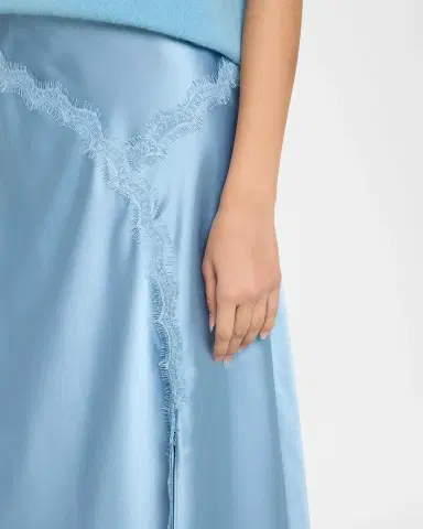 TANYA TAYLOR Bethany Lace-Trim Satin Midi Skirt | Thumbnail 5