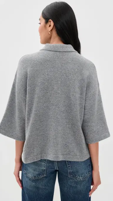 Frame The Academy Polo Cashmere Pullover Graphite Grey | Thumbnail 3