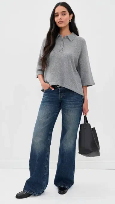 Frame The Academy Polo Cashmere Pullover Graphite Grey | Thumbnail 5