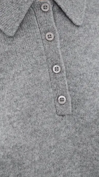 Frame The Academy Polo Cashmere Pullover Graphite Grey | Thumbnail 6