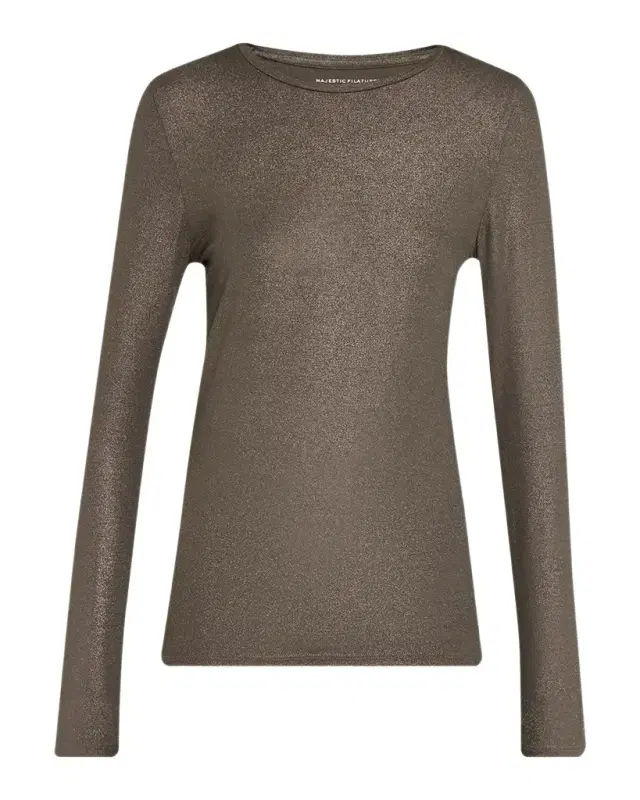 MAJESTIC FILATURES Metallic Long-Sleeve Viscose Tee