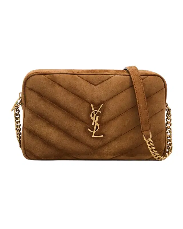 Saint Laurent Loulou YSL Quilted Suede Crossbody Camera Bag