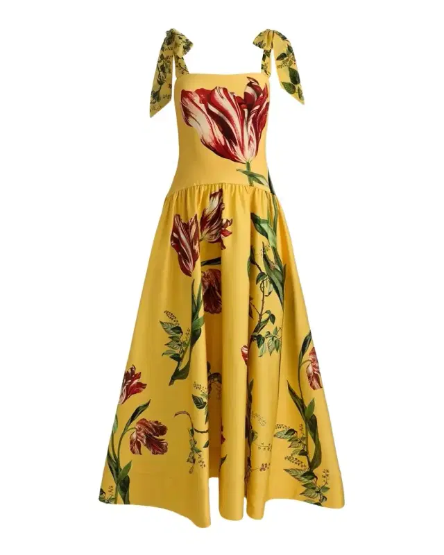 Alice + Olivia Oriana Floral Cotton-Blend Maxi Dress