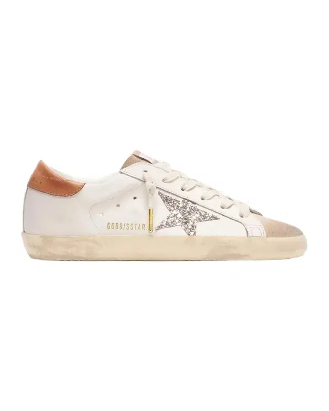Golden Goose Super-Star Leather Glitter Low-Top Sneakers