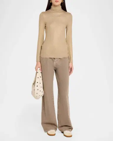 MAJESTIC FILATURES Metallic Long-Sleeve Turtleneck Top | Thumbnail 2