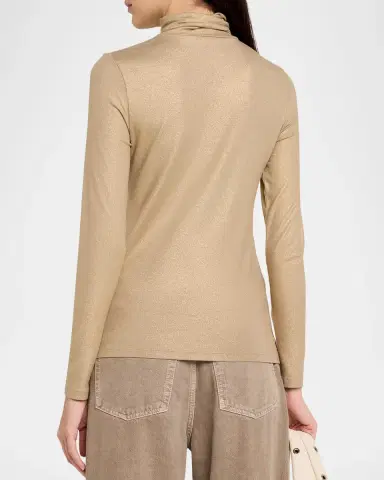 MAJESTIC FILATURES Metallic Long-Sleeve Turtleneck Top | Thumbnail 3
