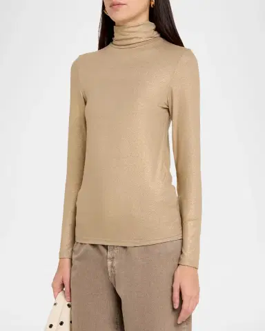 MAJESTIC FILATURES Metallic Long-Sleeve Turtleneck Top | Thumbnail 4